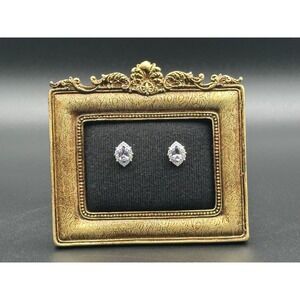 Gold Coast Amethyst Color Stone Platinum Plated Stud Earrings Marquise Halo